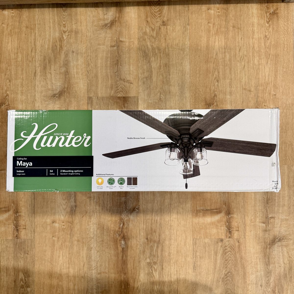 Hunter Maya 54” Indoor Ceiling Fan Bronze Finish