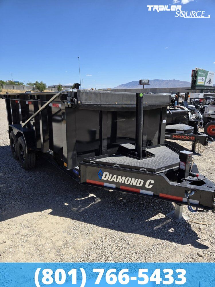 7x14 Diamond C LPT 207 Dump Trailer - 44" Sides - 15.5K GVWR - 14 Ply Tires, Long Arm Tarp