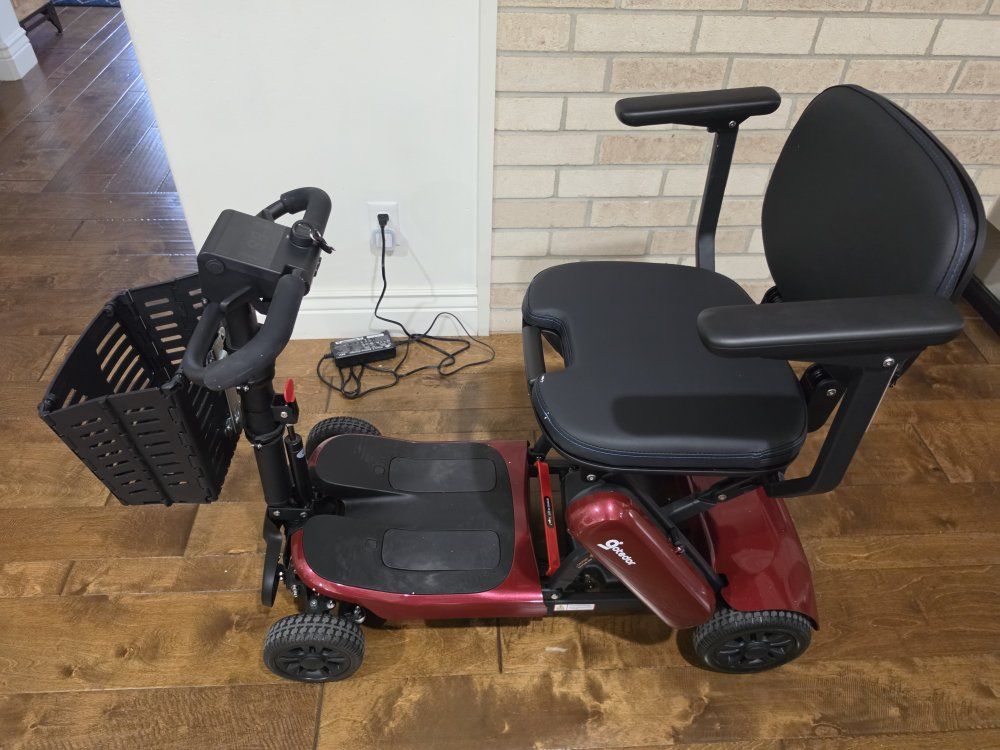 NEW- Electric Mobility Scooter with Basket and Charger - Metallic Red
