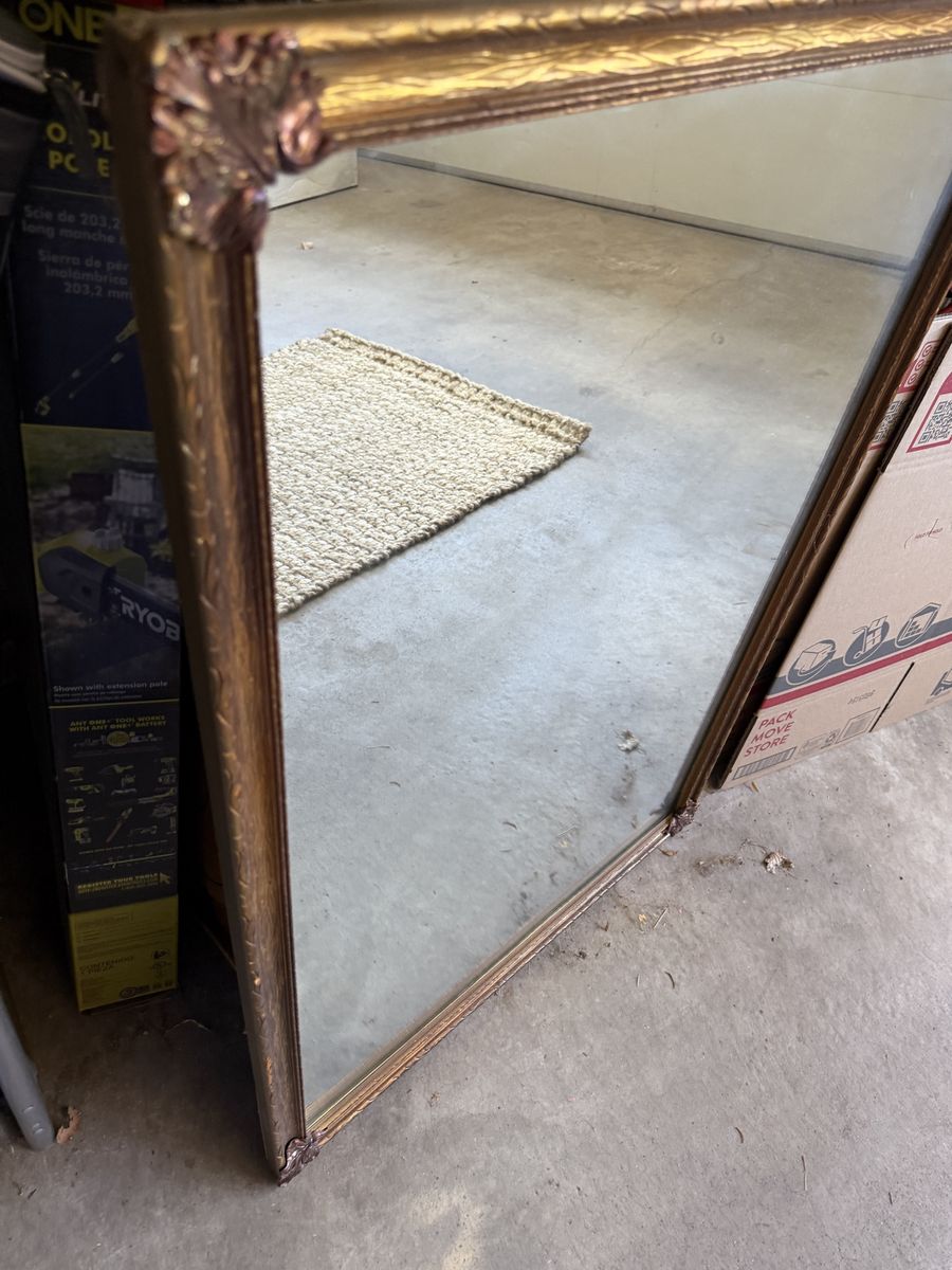 Vintage Gold Ornate Framed Wall Mirror, 39" x 28" Hollywood Glam