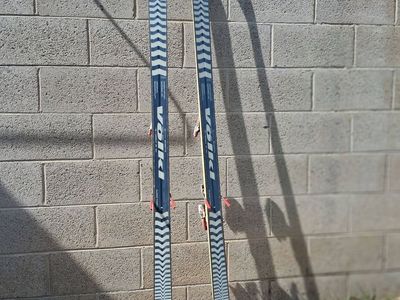 Vintage Skis Lot of 7 Pairs with Bindings, poles