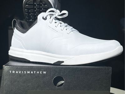 TravisMathew The Daily Pro Hybrid Plus Men's Golf Shoes White/Black US 10 New with Box