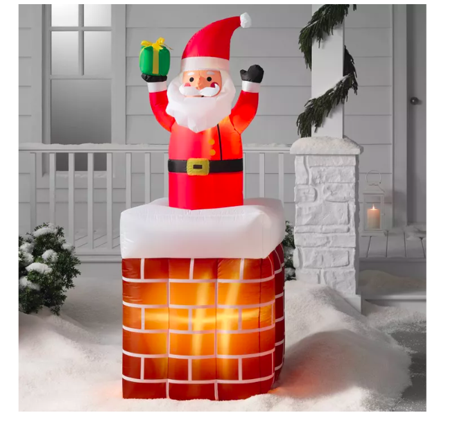Brand New in Box 6' LED Animated Santa in Chimney Christmas Inflatable Decoration Red - Wondershop Target