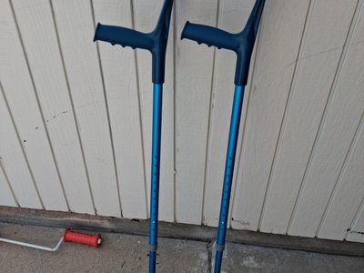 Drive Medical Blue Forearm Crutches Adjustable Ergonomic Adult Mobility Aid