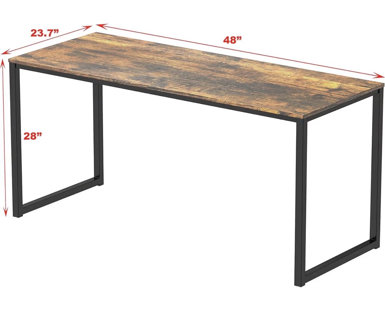 48" Industrial Wood & Metal Desk - Durable, Scratch-Resistant, Easy Assembly - Home Office Table