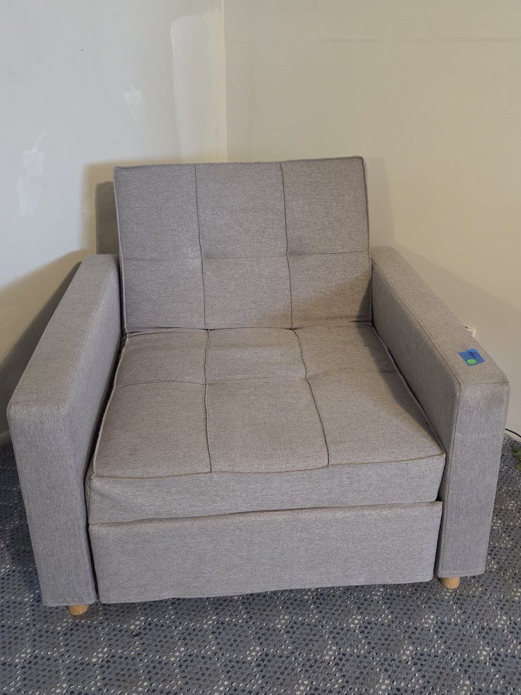 Grey fabric convertible sleeper chair