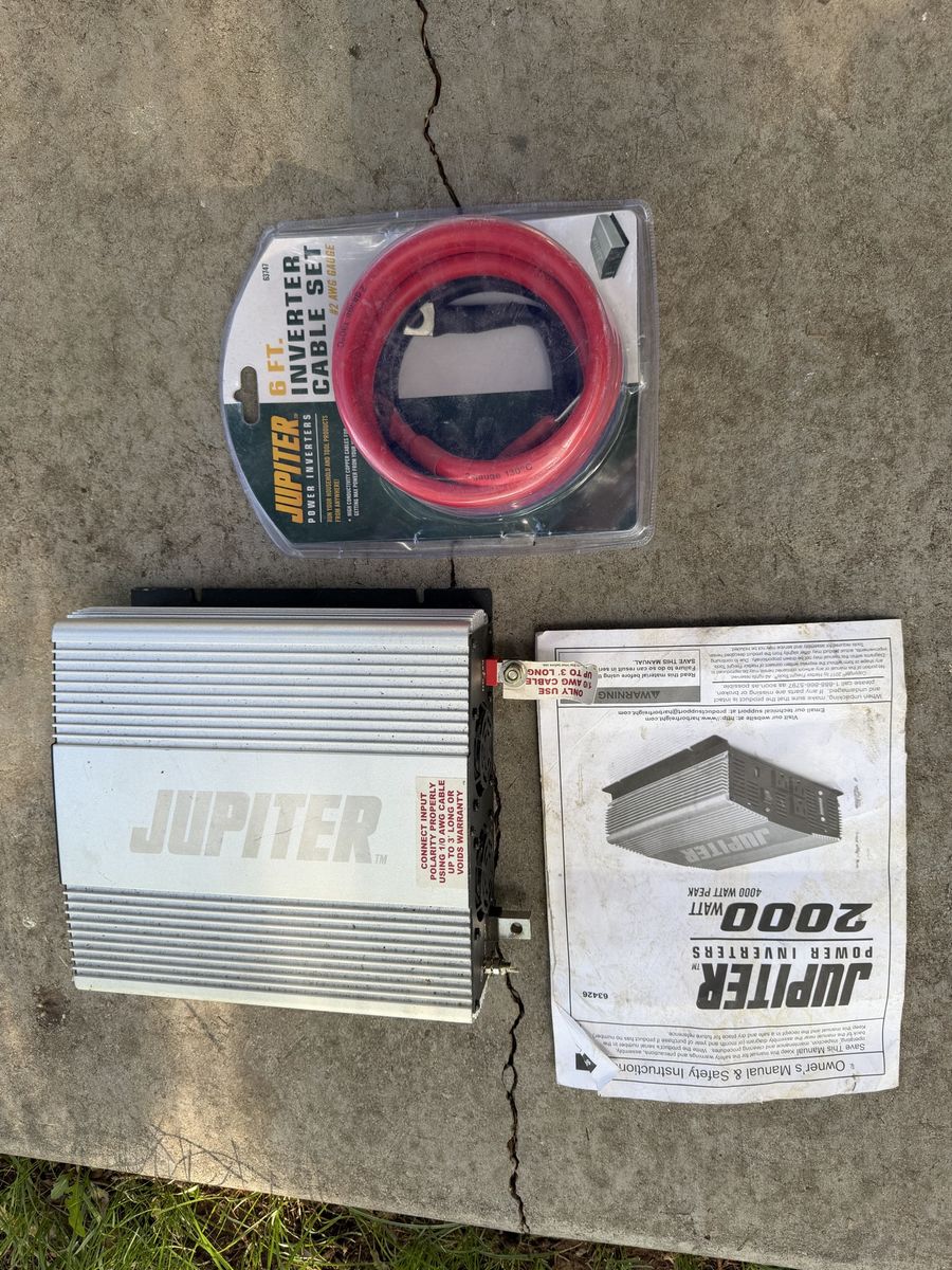 Jupiter 2000W Power Inverter with 6ft Inverter Cable Set and Manual