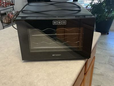 Emerson Countertop Wine Cooler Refrigerator Black Glass Door