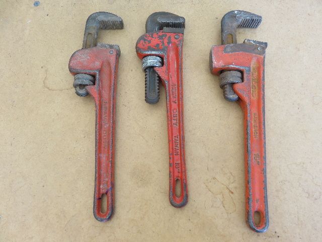 LOT OF 3 - 10" PIPE WRENCHES --- SELLING AS A SINGLE LOT FOR A GREAT PRICE!