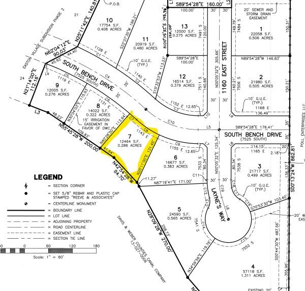 South Weber .286 Acre Lot 1143 East 7525 South Lot 7
