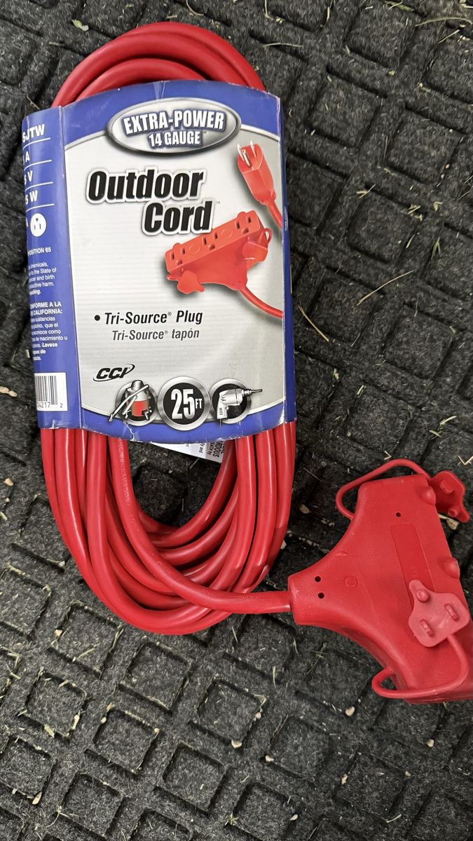 3 outlet 25 ft outdoor extension cord