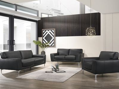BRAND NEW! Modern Top Grain Leather black sofa