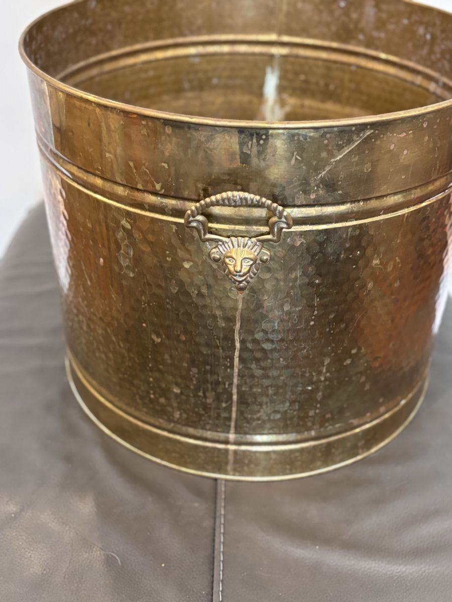 Very Large Vintage Brass Planter Pot 16x14