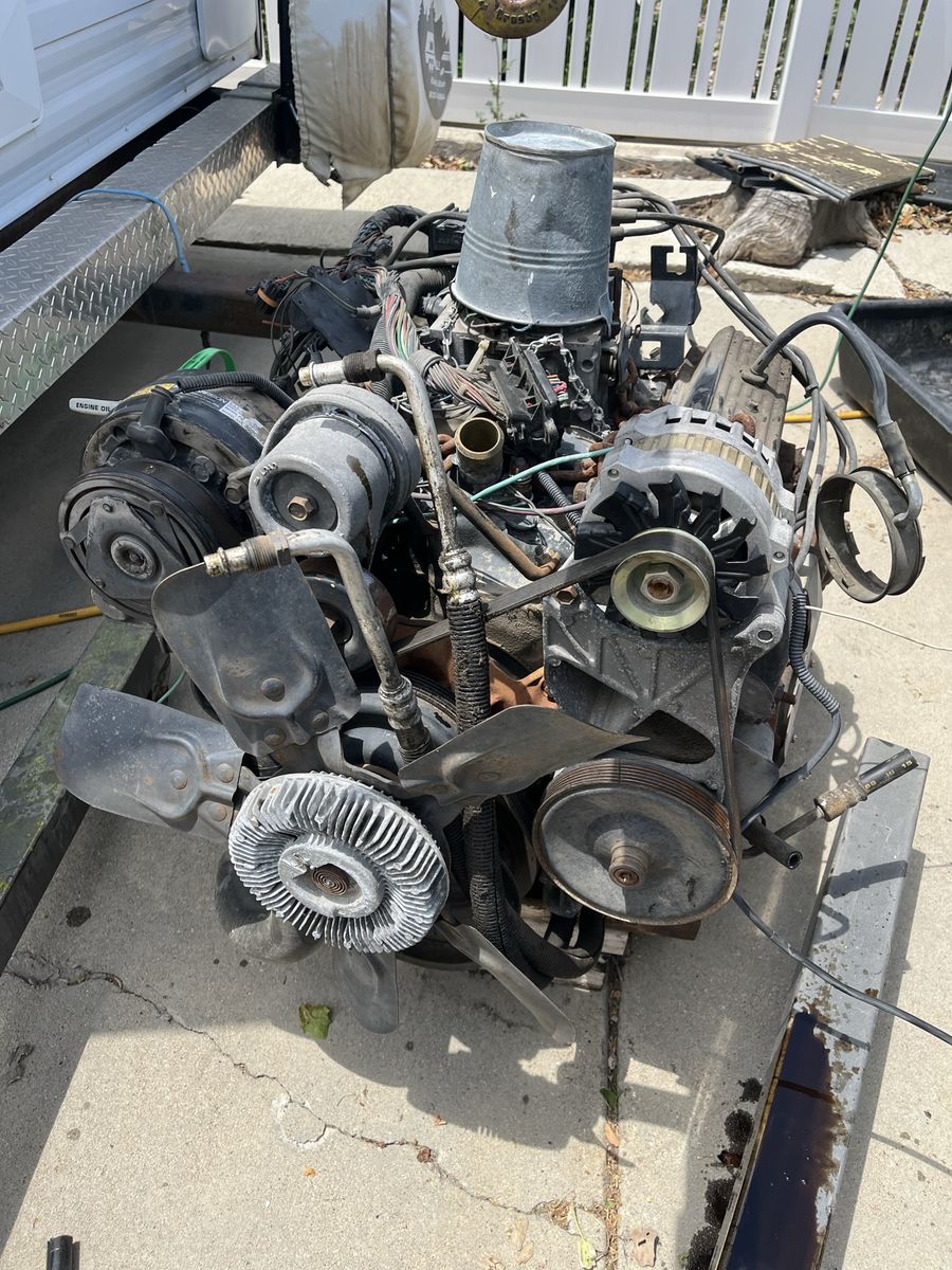 Chevy 350 Small Block V8 Engine with Alternator and Exhaust Manifolds - Used