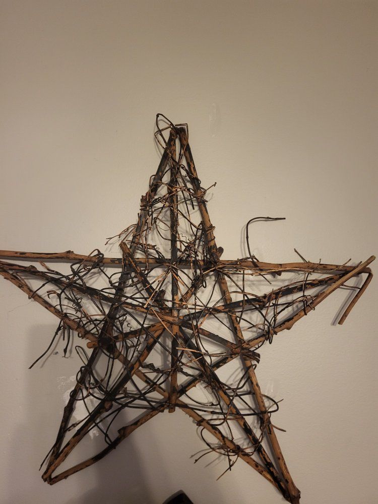 Rustic Twig Star Wall Hanging - Farmhouse Decor set of 2