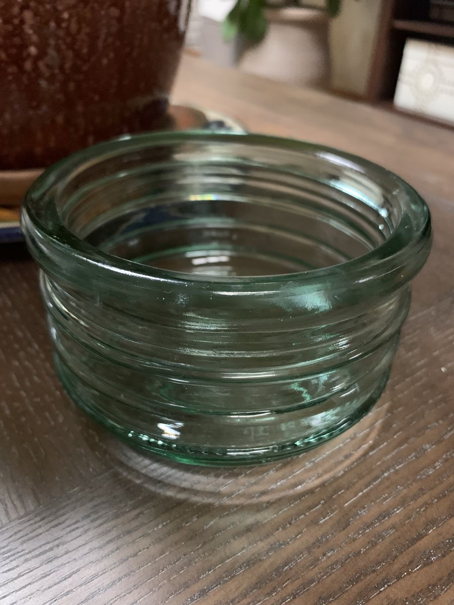 Heavy Vintage Ribbed Glass Bowl or Candle Holder