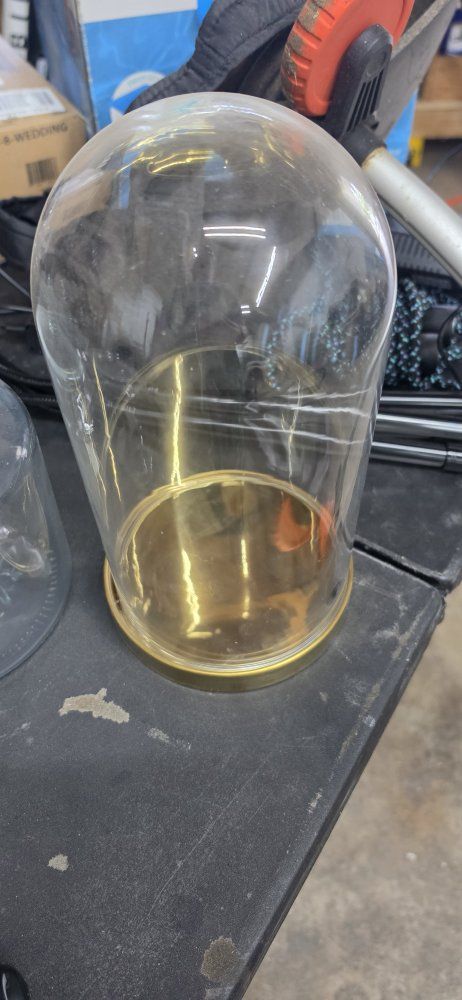 IKEA HÄRLIGA Glass Cloche Dome with Gold Base Display Bell Jar, Model 503.439.39
