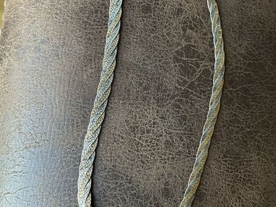 Vintage Sterling Silver & Gold Plating Herringbone Two-Tone Braided Necklace 18" Long and 8mm Wide Marked Made in Italy 925 PT
