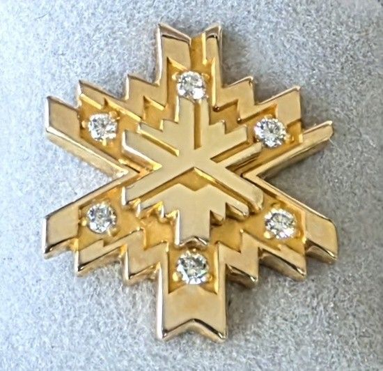 2002 Winter Olympic OC Tanner 14K Gold w/ Diamonds-Snowflake Pin. Rare!  Limited!