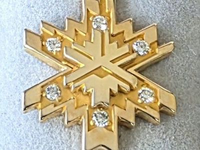 2002 Winter Olympic OC Tanner 14K Gold w/ Diamonds-Snowflake Pin. Rare! Limited!