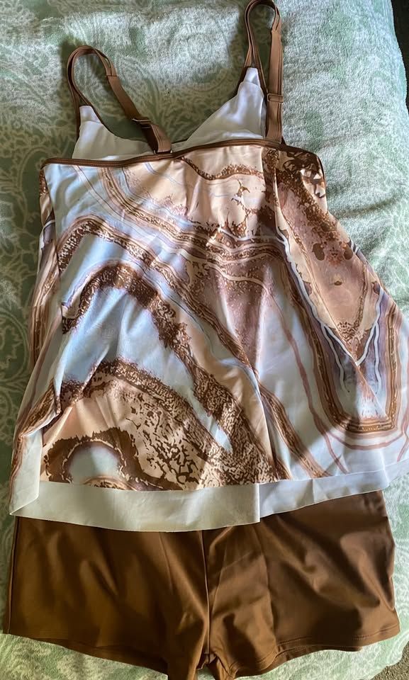New Brown & White Women's 2 Piece Swim Suit