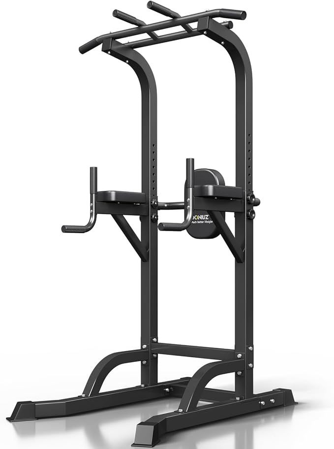DONIUZ Power Tower Pull Up Bar and Dip Station, Multi-Function Home Gym, Height Adjustable, Black