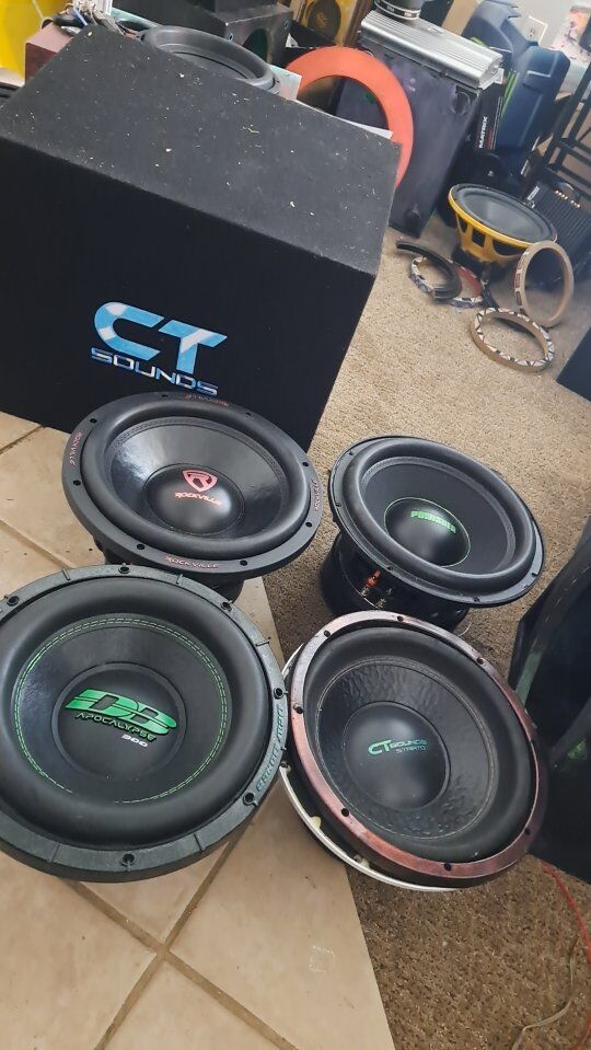 4 different 12" inch subwoofers for sale