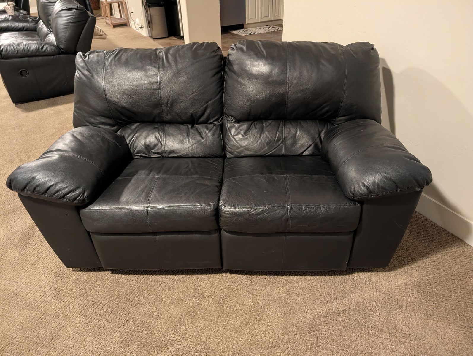 Black Vinyl Love Seat