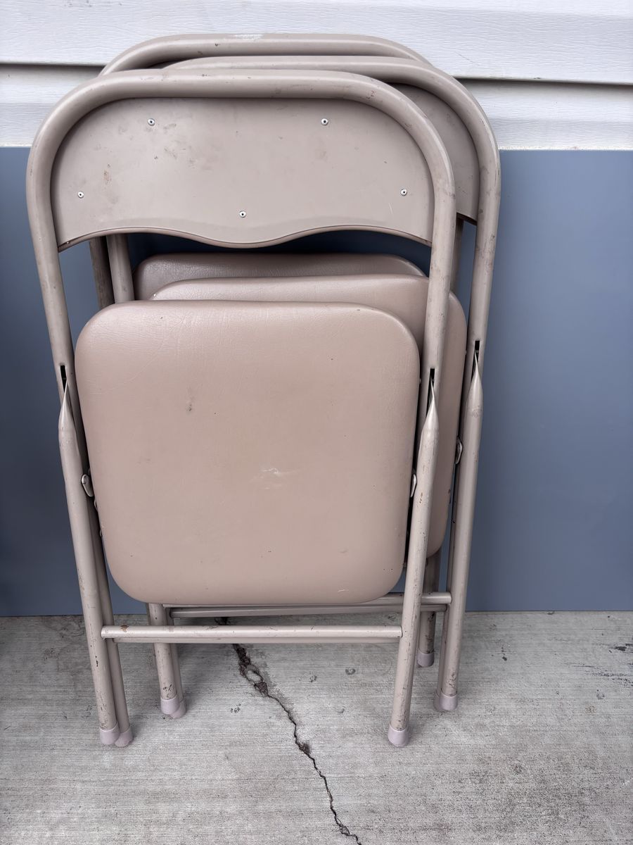 3 Folding Chairs With Padded Seats