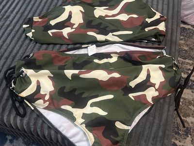 Camo Print Two-Piece Halter Bikini Swimsuit Size XL