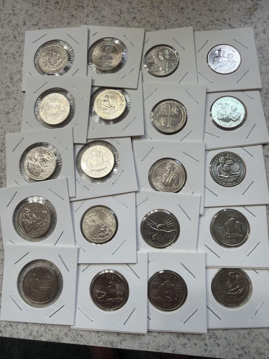 US State Quarters & American Women Quarters selling individual coins in Mylar Flips