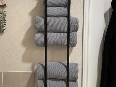 2 Tier Wall Towel Holder with Wood Shelf