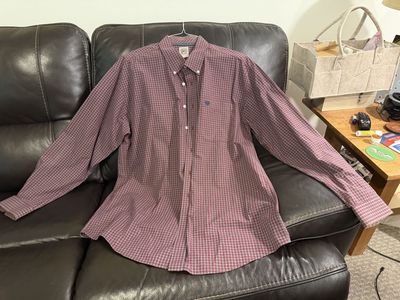 Cinch Men's Long Sleeve Button-Down Plaid Western Shirt Size XL Red Blue