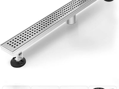 24" Modern 304 Stainless Steel Shower Floor Drain with Removable Grate, Adjustable Leveling Feet