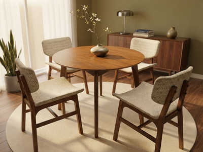 Mid-Century Modern Extendable Dining Table + 4 Chairs