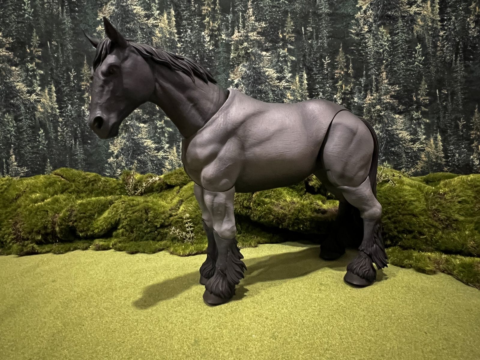 Pose-able War Horse Figurine 9.5” Draft Black Action Model