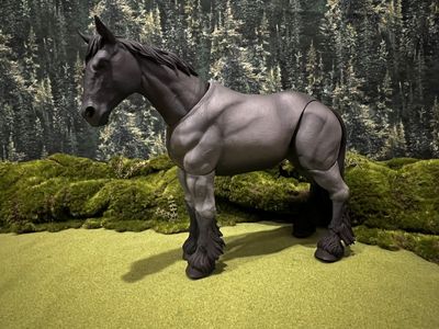 Pose-able War Horse Figurine 9.5” Draft Black Action Model