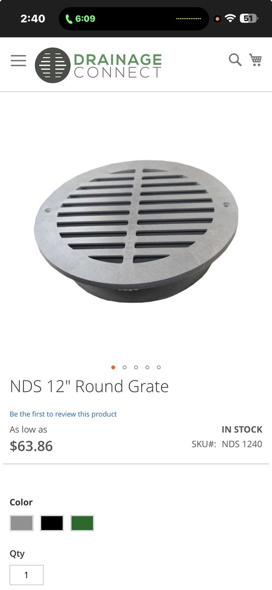 NDS 12"round Grate