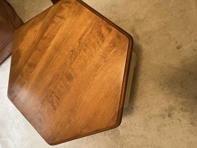 2-Piece Vintage Wood Table Set-Coffee Table+Matching Storage Side Table