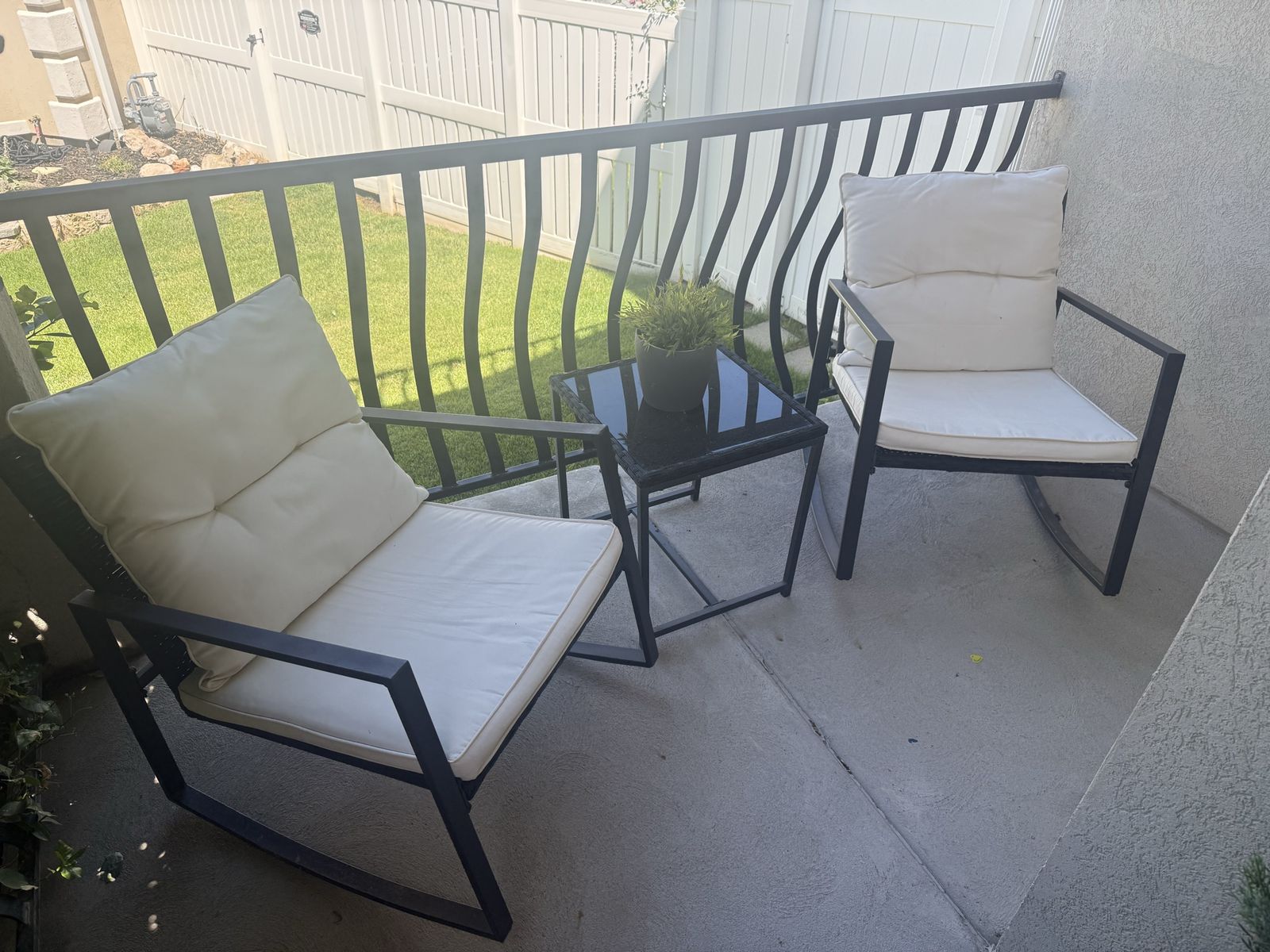 Patio set-2 rocking chairs and table