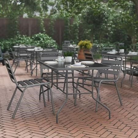 Flash Furniture 31.5x55 in Tempered Glass Table, with Umbrella Hole