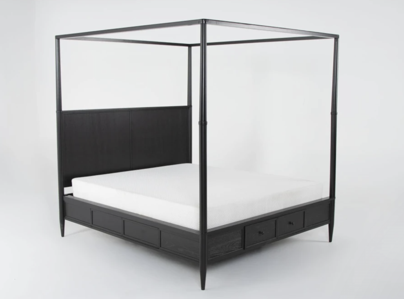 Living Spaces Austen Queen Canopy Bed Frame with Footboard Storage