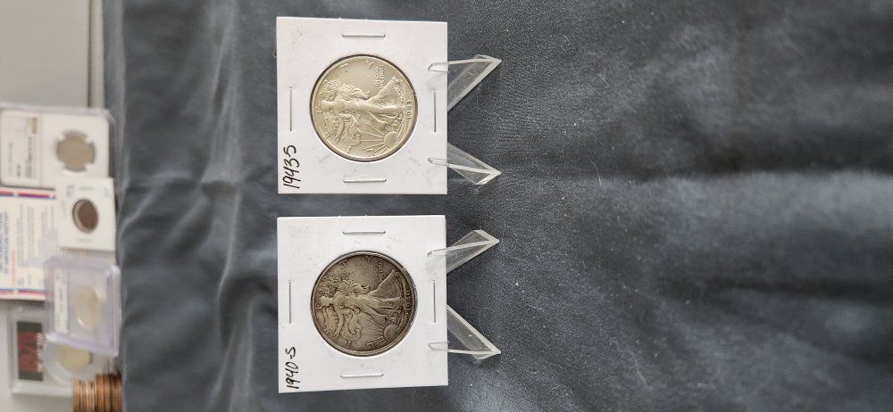 Silver 1940 S & 1943 S Standing Liberty Half Dollar Toned