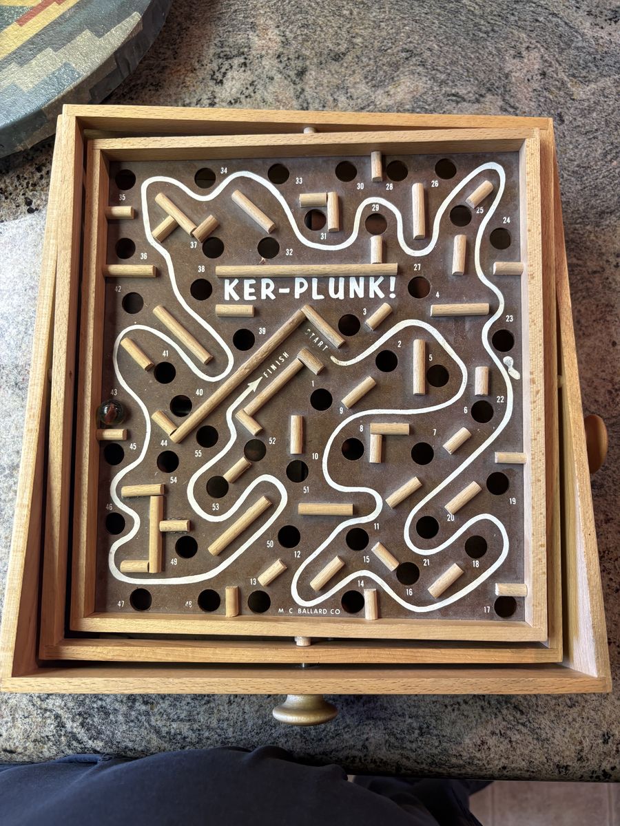 Vintage M.C. Ballard Co. “KER-PLUNK!” Wooden Marble Labyrinth Game $40 cash/venmo in Draper