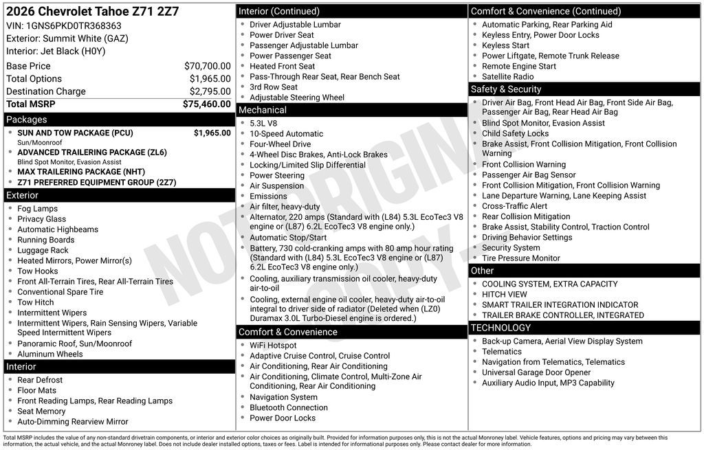2026 Chevrolet Tahoe Z71