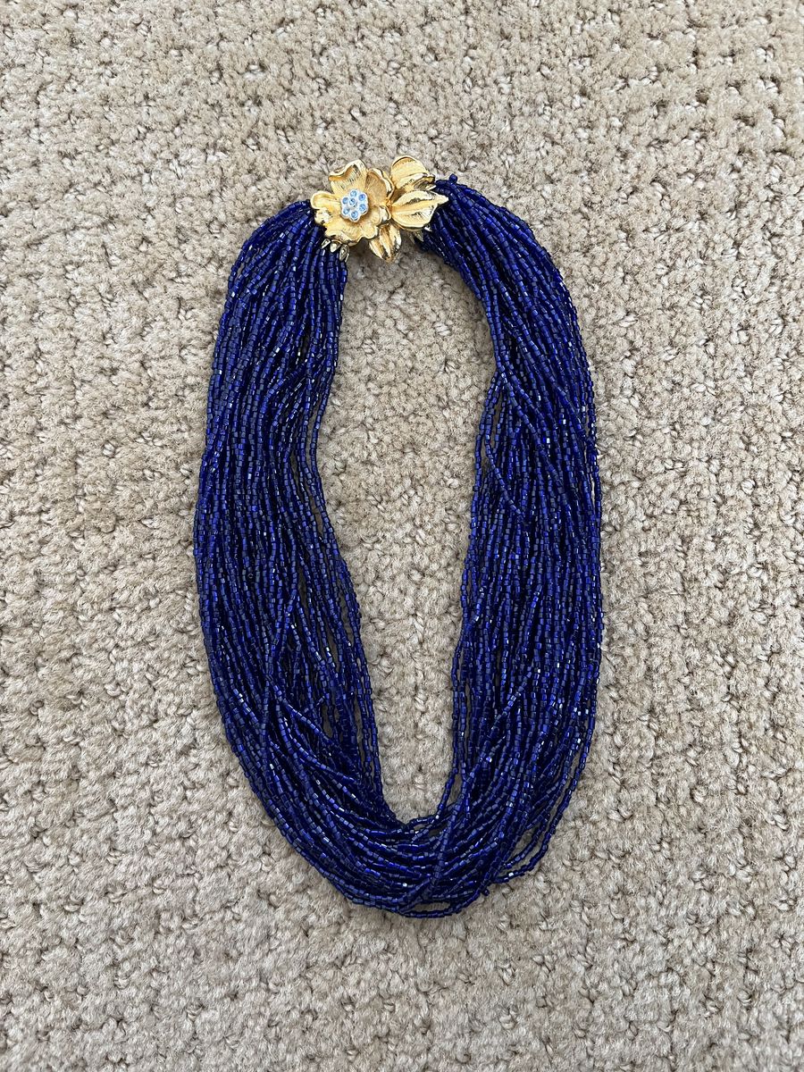 Gorgeous Bright Blues, Glass Beaded Choker/Necklace - Vintage