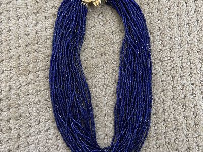 Gorgeous Bright Blues, Glass Beaded Choker/Necklace - Vintage