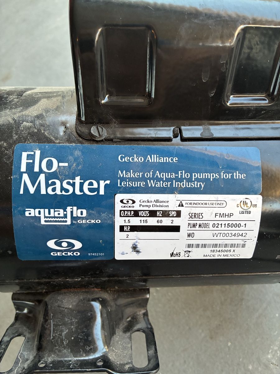 Gecko Alliance Flo-Master Aqua-Flo FMHP Hot Tub Spa Pump 2HP 115V