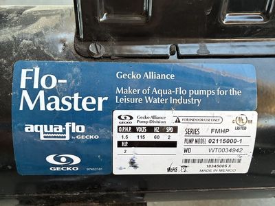 Gecko Alliance Flo-Master Aqua-Flo FMHP Hot Tub Spa Pump 2HP 115V