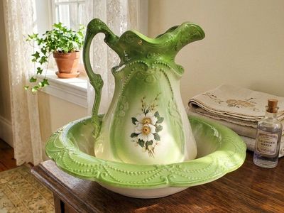 Antique | Vintage Floral Ironstone Picher Washbowl